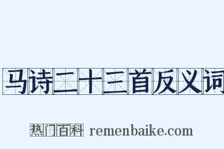 马诗二十三首反义词是什么意思的图片